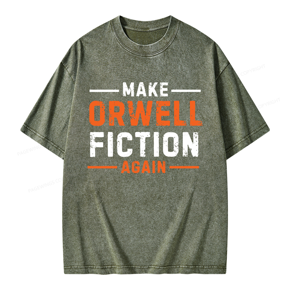 Pagewings Make Orwell Fiction Again Unisex Washed T-shirt