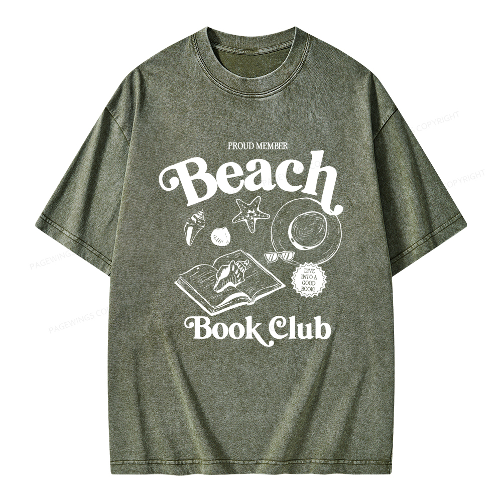 Pagewings Beach Book Club Unisex Washed T-shirt