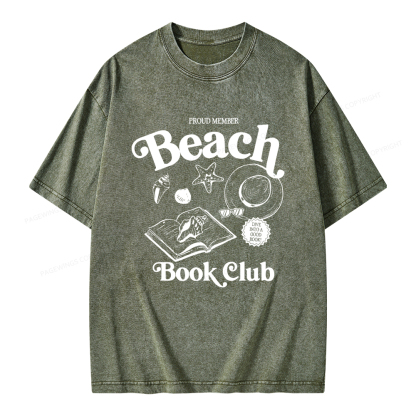 Pagewings Beach Book Club Unisex Washed T-shirt