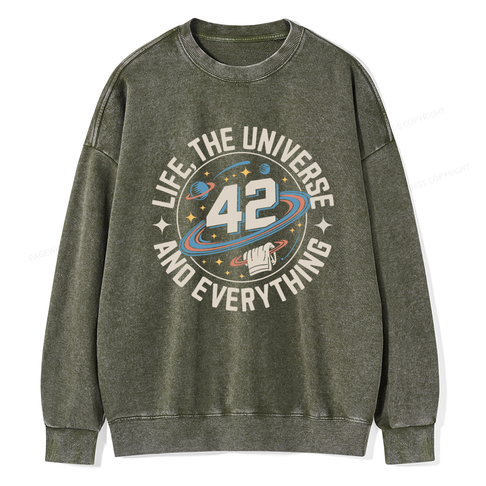 Pagewings Life The Universe And Everything Unisex Washed Sweatshirt