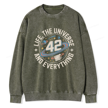 Pagewings Life The Universe And Everything Unisex Washed Sweatshirt