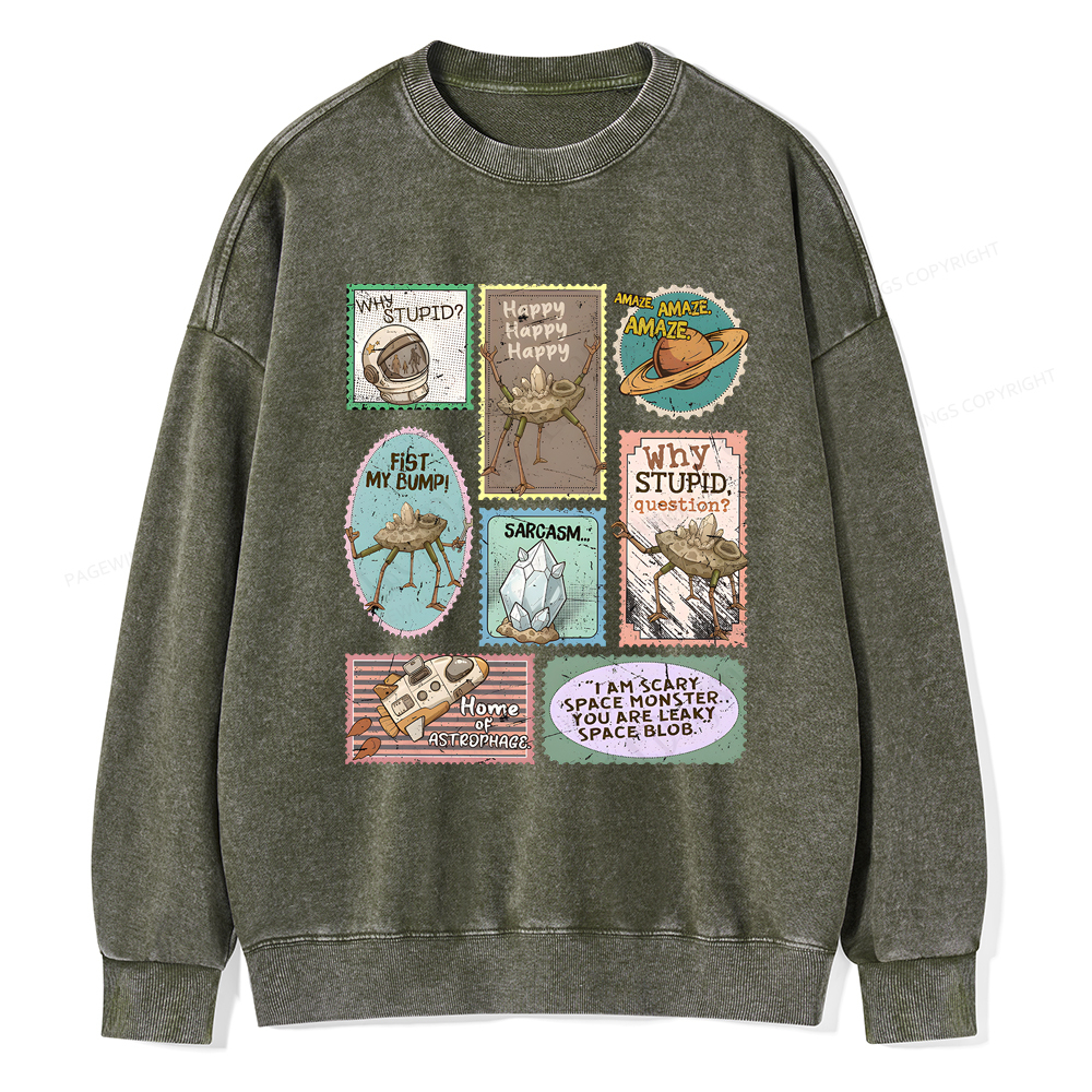 Pagewings Amaze Retro Sci-Fi Unisex Washed Sweatshirt