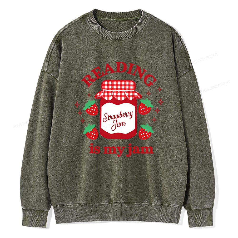 Pagewings Valentines Day Reading is My Jam Unisex Washed Sweatshirt