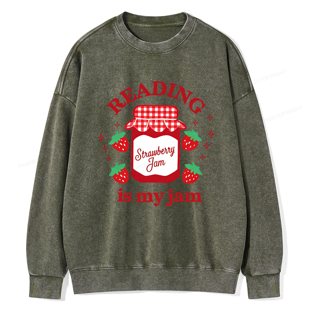Pagewings Valentines Day Reading is My Jam Unisex Washed Sweatshirt