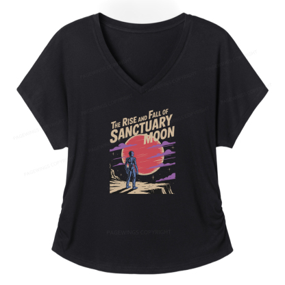 Pagewings The Rise And Fall Of Sanctuary Moon Soft Women's Modal V-neck T-shirt