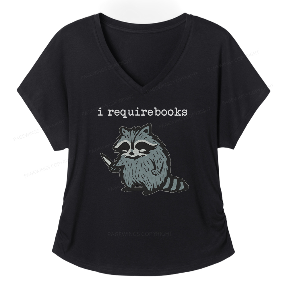 Pagewings I Require Books Soft Women's Modal V-neck T-shirt