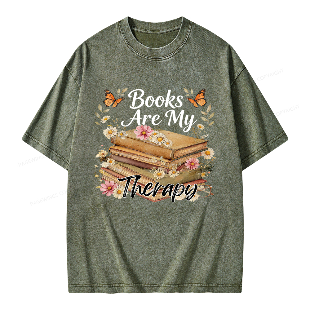 Pagewings Books Are My Therapy Unisex Washed T-shirt