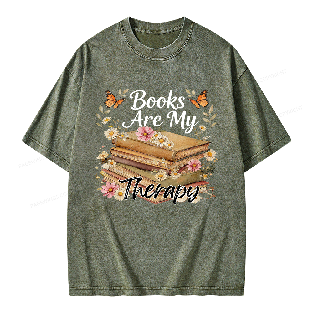 Pagewings Books Are My Therapy Unisex Washed T-shirt