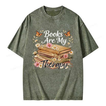 Pagewings Books Are My Therapy Unisex Washed T-shirt