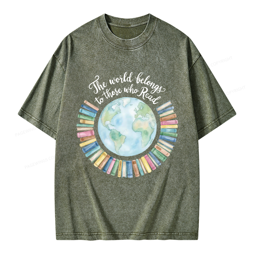Pagewings The World Belongs to Those Who Read Unisex Washed T-shirt