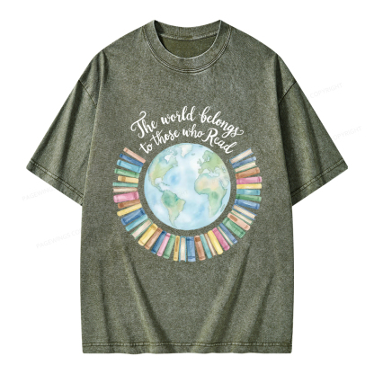 Pagewings The World Belongs to Those Who Read Unisex Washed T-shirt