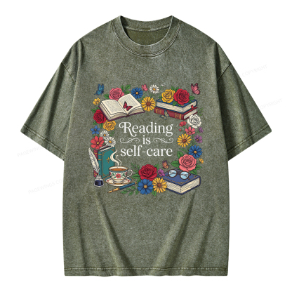 Pagewings Reading Is Self Care Unisex Washed T-shirt