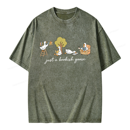Pagewings Just A Bookish Goose Unisex Washed T-shirt