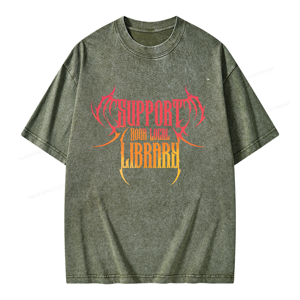 Pagewings Support Your Local Library Unisex Washed T-shirt