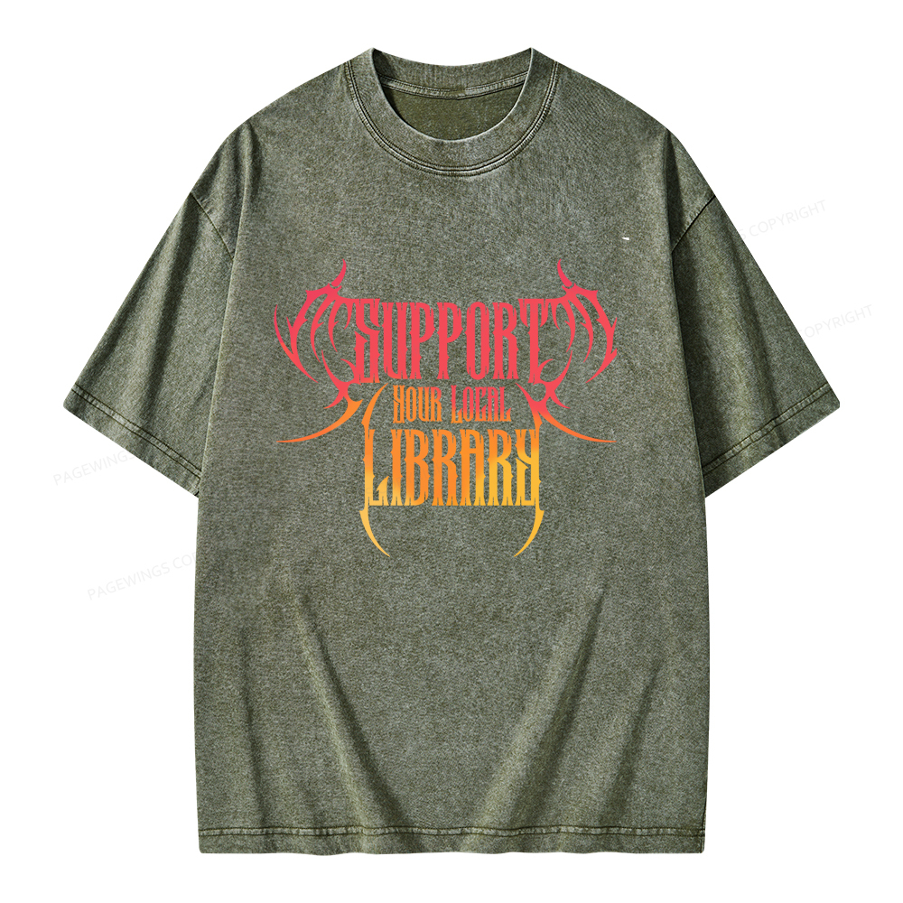 Pagewings Support Your Local Library Unisex Washed T-shirt
