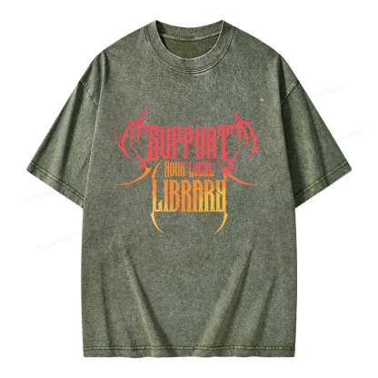Pagewings Support Your Local Library Unisex Washed T-shirt