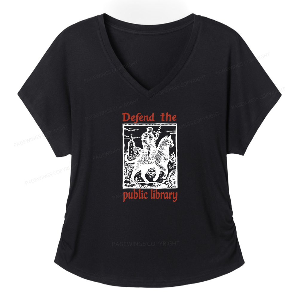 Pagewings Defend the Public Library Soft Women's Modal V-neck T-shirt  