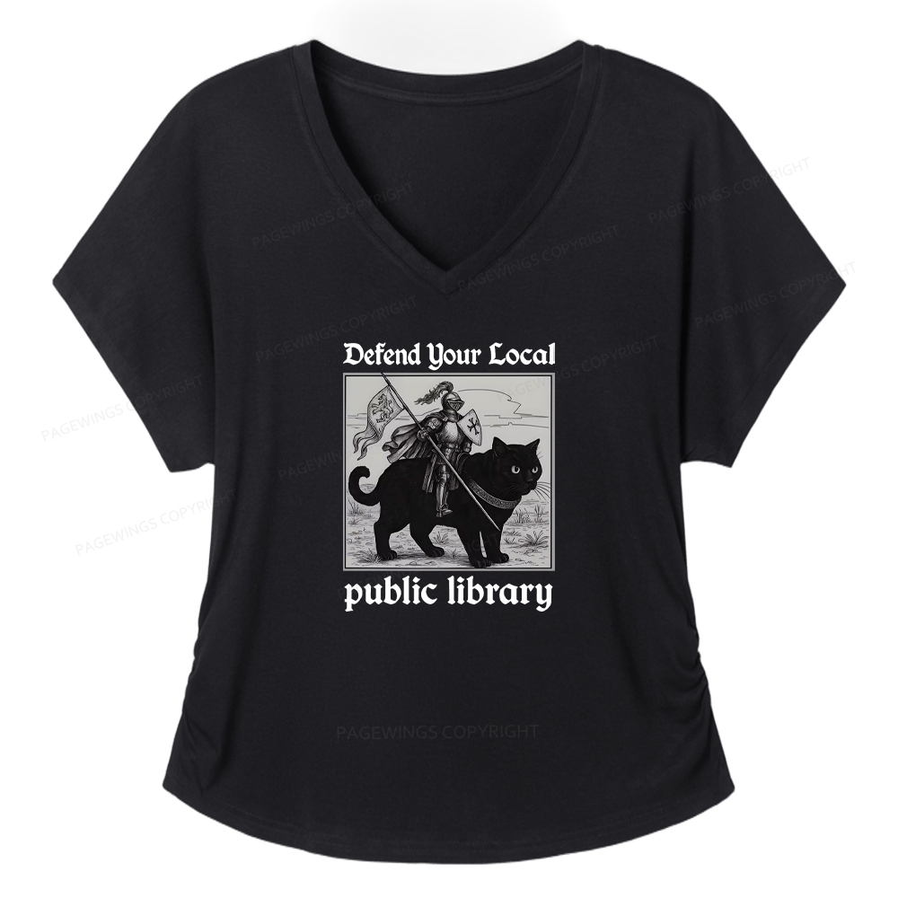 Pagewings Defend Your Local Public Library Women's Modal V-neck T-shirt  