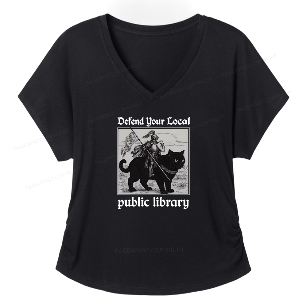 Pagewings Defend Your Local Public Library Women's Modal V-neck T-shirt  