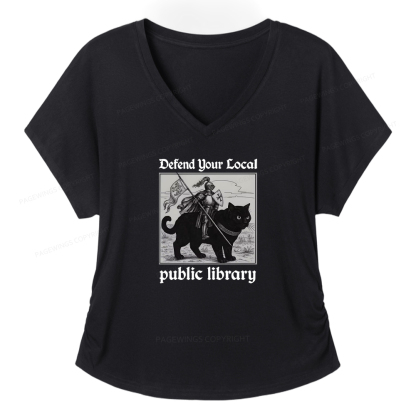 Pagewings Defend Your Local Public Library Women's Modal V-neck T-shirt  