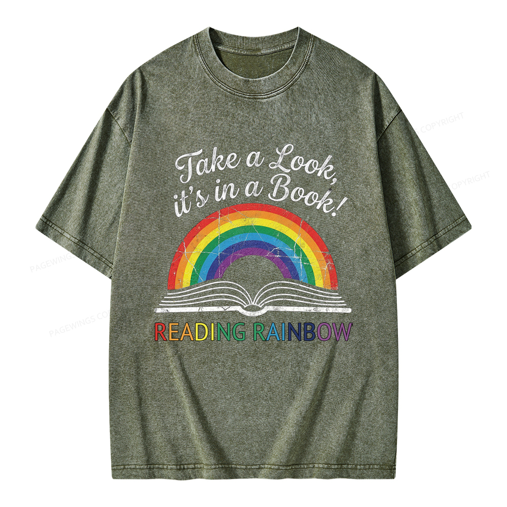 Pagewings Reading Rainbow Unisex Washed T-shirt
