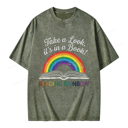 Pagewings Reading Rainbow Unisex Washed T-shirt