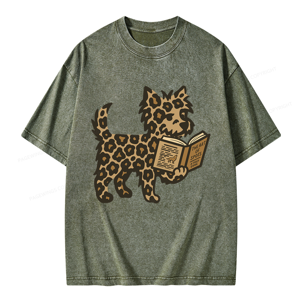 Pagewings Dog And Book Lover Unisex Washed T-shirt