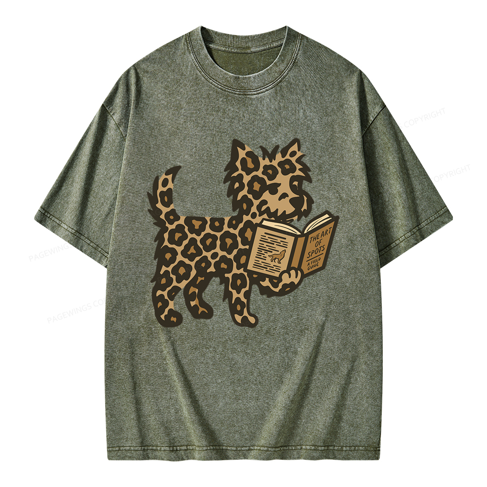 Pagewings Dog And Book Lover Unisex Washed T-shirt