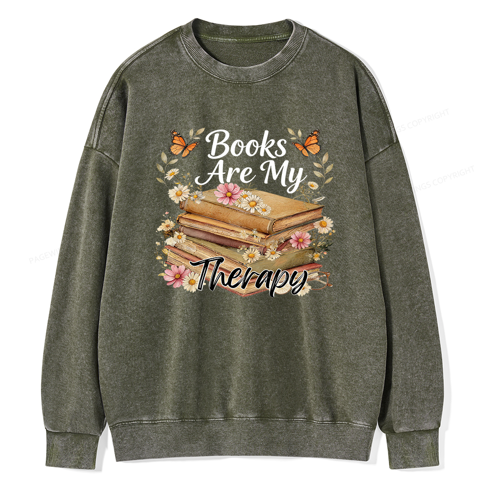Pagewings Books Are My Therapy Unisex Washed Sweatshirt