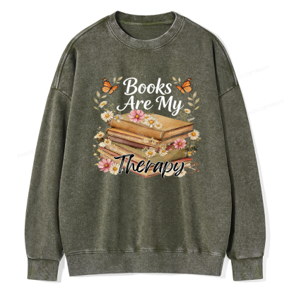 Pagewings Books Are My Therapy Unisex Washed Sweatshirt