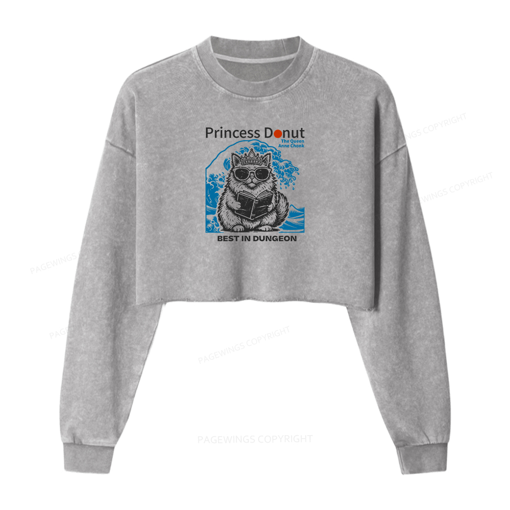 Pagewings Princess Donut Washed Crop Sweatshirt