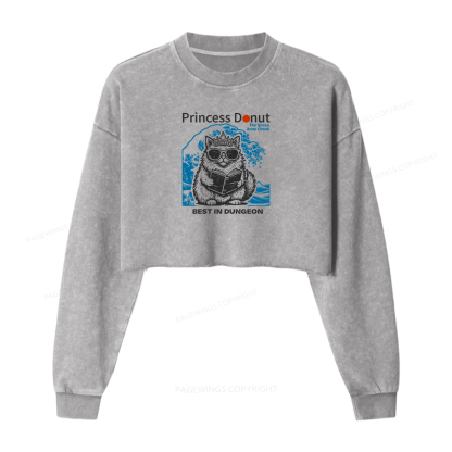 Pagewings Princess Donut Washed Crop Sweatshirt