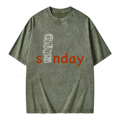 Pagewings Funny Sunday Reading Unisex Washed T-shirt