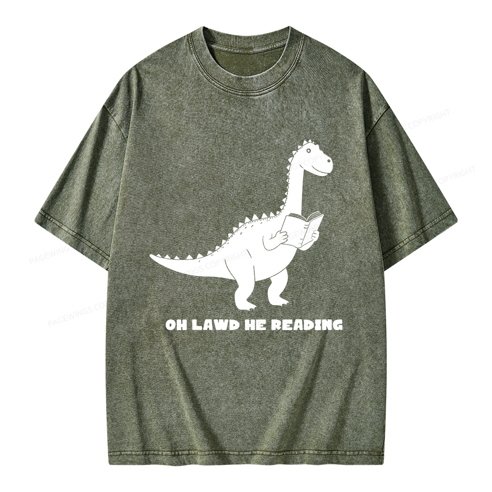 Pagewings Oh Lawd He Reading Unisex Washed T-shirt