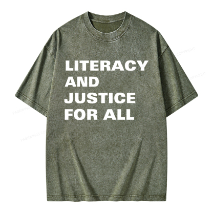 Pagewings Literacy And Justice For All Unisex Washed T-shirt