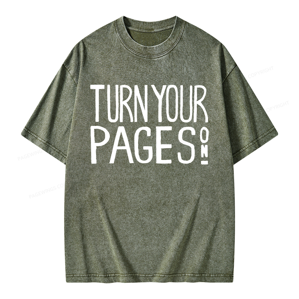 Pagewings Turn Your Pages On Unisex Washed T-shirt