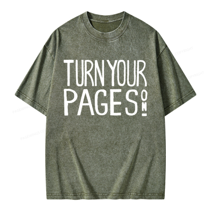 Pagewings Turn Your Pages On Unisex Washed T-shirt