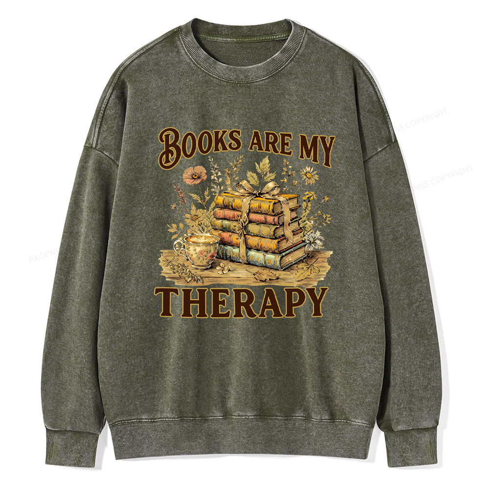 Pagewings Books Are My Therapy Unisex Washed Sweatshirt