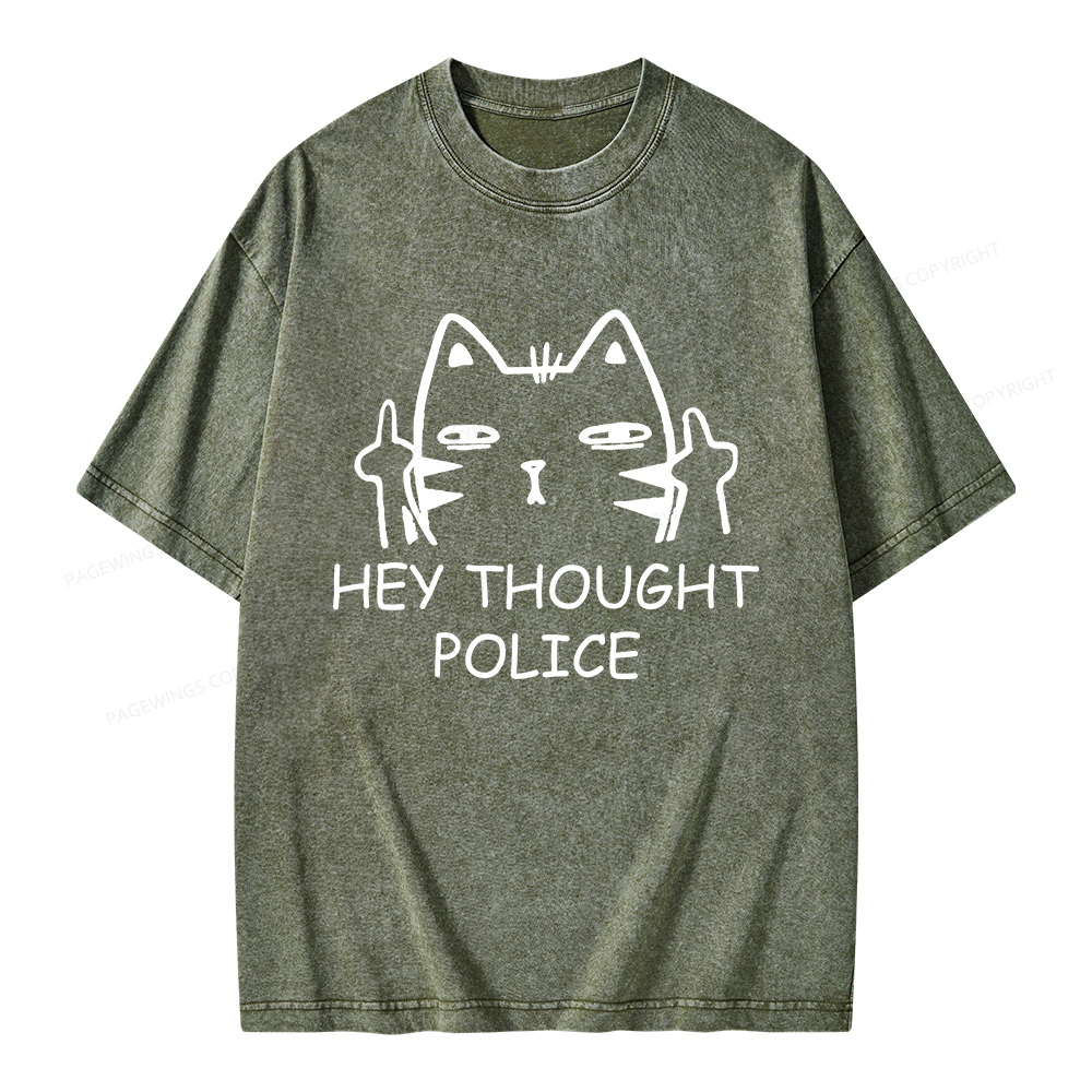 Pagewings Hey Thought Police Unisex Washed T-shirt