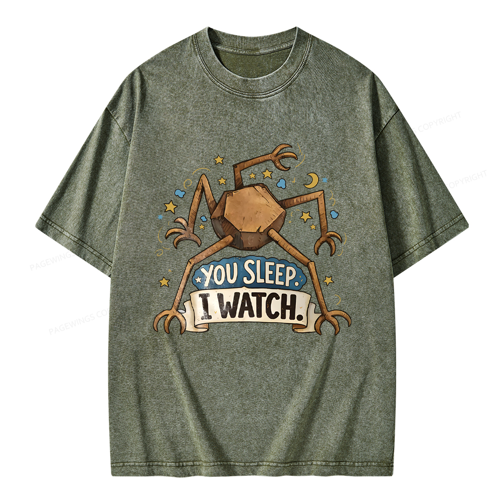 Pagewings You Sleep I Watch Unisex Washed T-shirt