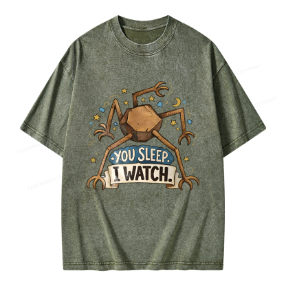 Pagewings You Sleep I Watch Unisex Washed T-shirt