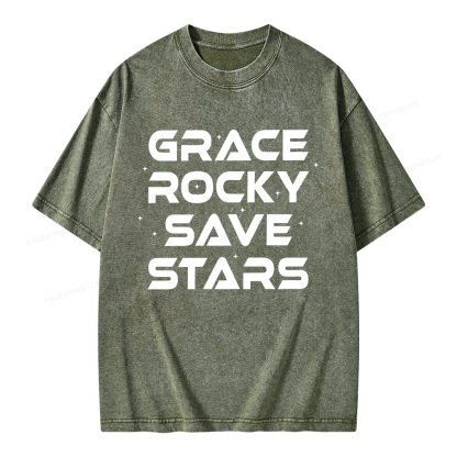 Pagewings Grace Rocky Save Stars Unisex Washed T-shirt