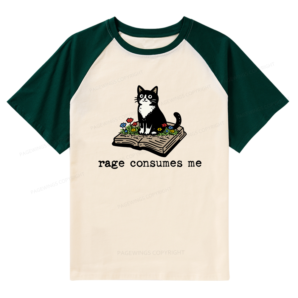 Pagewings Rage Consumes Me Raglan T-shirt