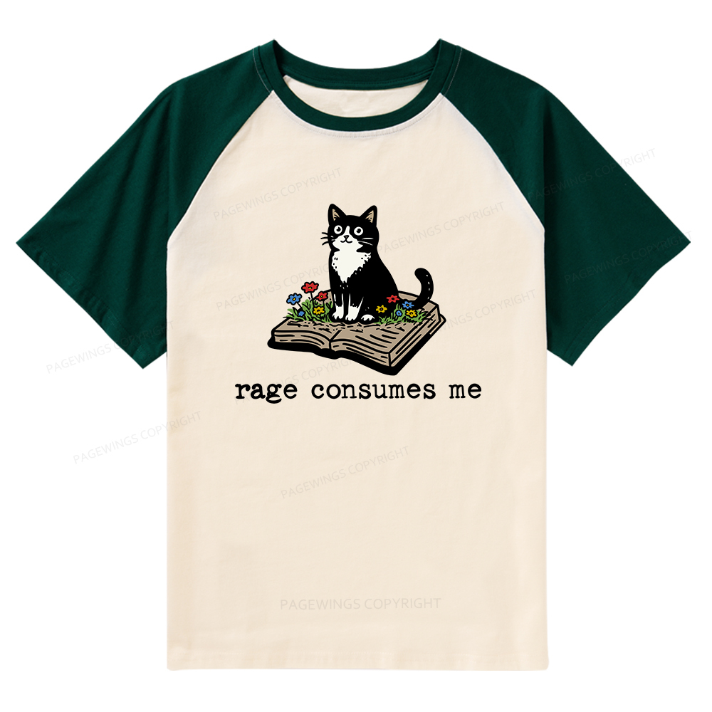 Pagewings Rage Consumes Me Raglan T-shirt