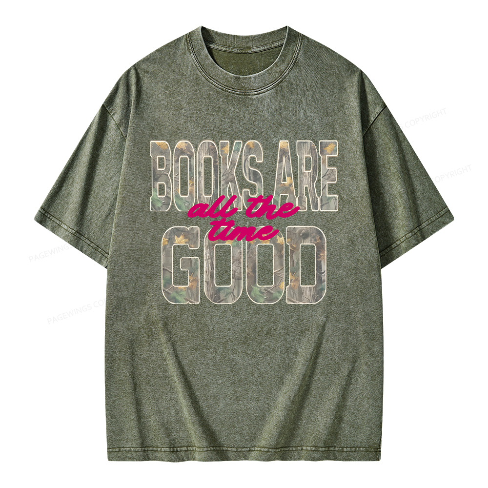 Pagewings Books Are Good All The Time Unisex Washed T-shirt