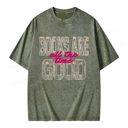 Pagewings Books Are Good All The Time Unisex Washed T-shirt