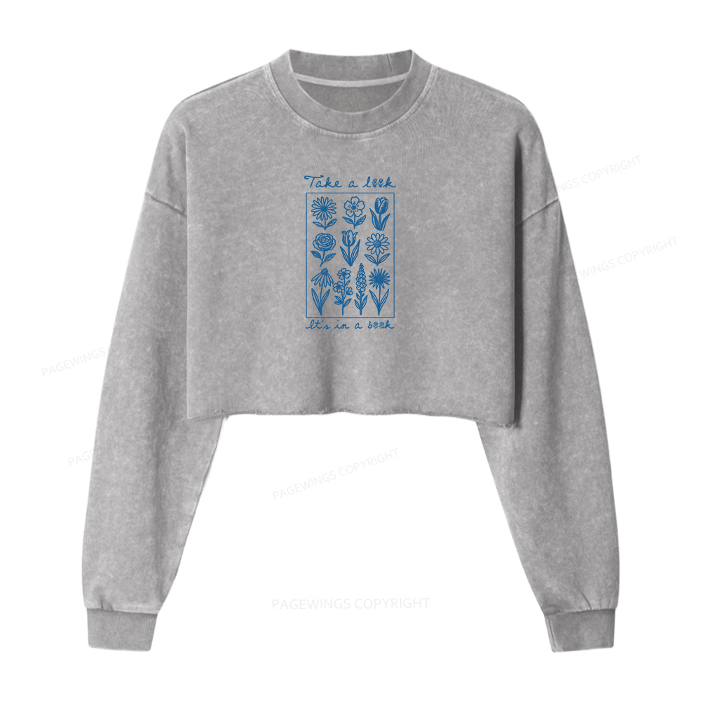 Pagewings Take A Look It’s In A Book Washed Crop Sweatshirt
