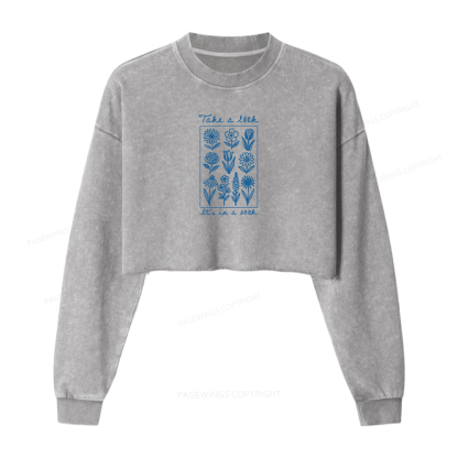Pagewings Take A Look It’s In A Book Washed Crop Sweatshirt