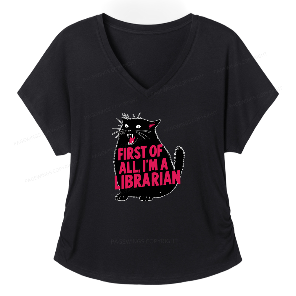 Pagewings First of All I'm a Librarian Soft Women's Modal V-neck T-shirt  