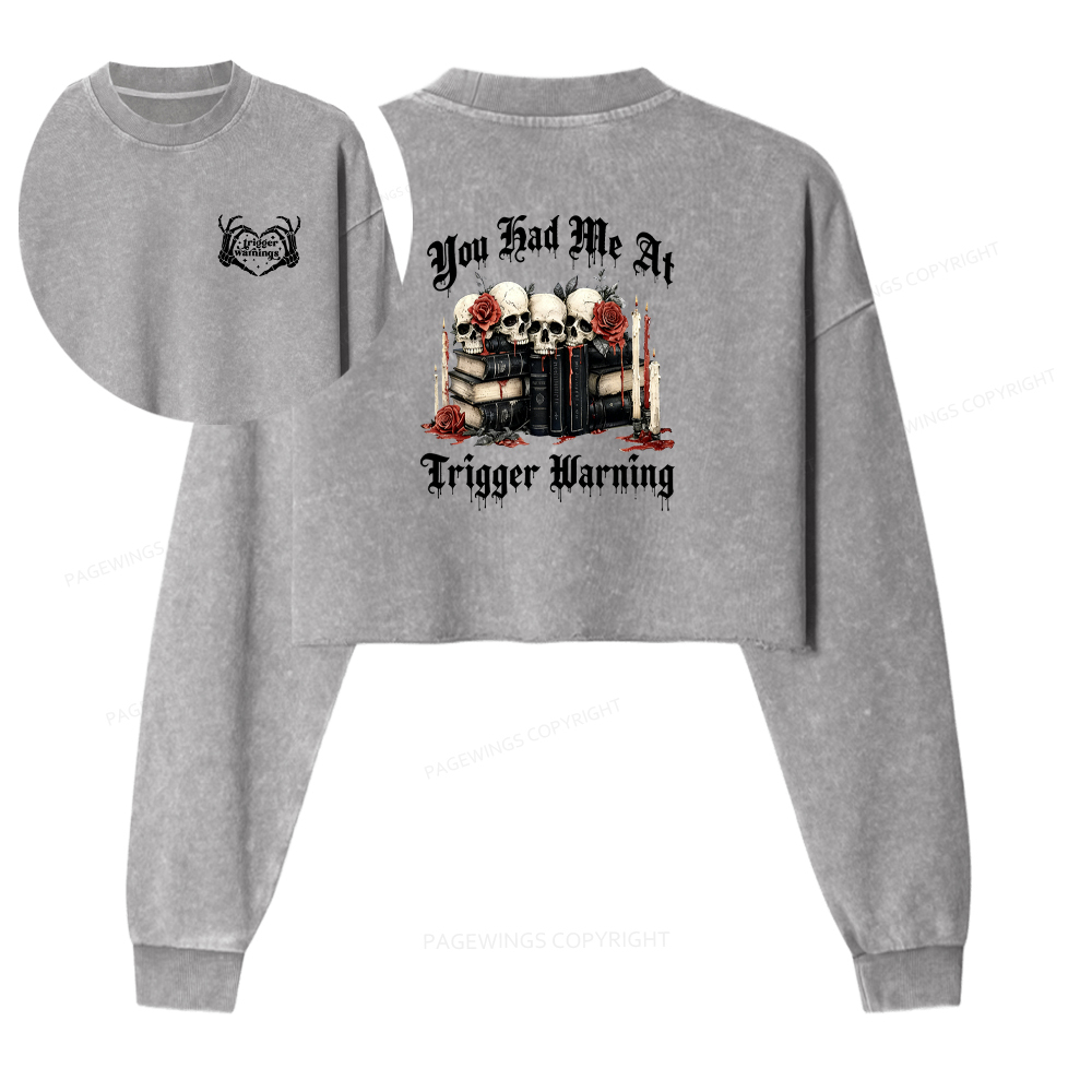 Pagewings Dark Romance Smut Washed Crop Sweatshirt